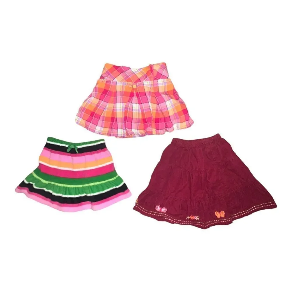 Gymboree Girls Lot of Three Skirts Multicolor Fleece Corduroy Plaid Size 4 EUC
